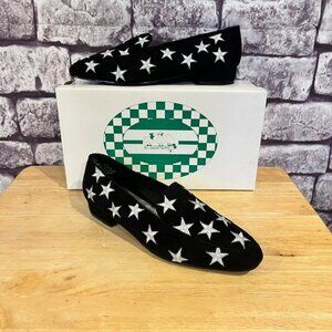The Quacker Factory NWB Black Suede Slip Shoes W/ Metallic Stars Size 7.5